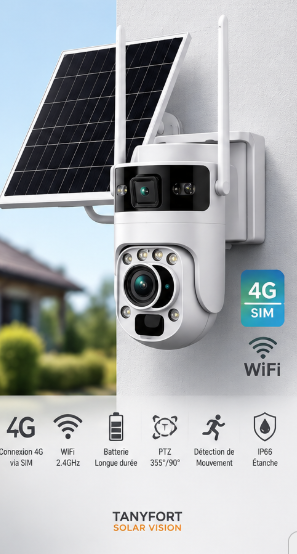 Caméra Solaire WiFi / 4G SIM 4MP Ultra HD – Surveillance Intelligente