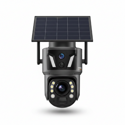 Caméra de Surveillance Solaire 4K Double Lentille : Autonome, Connectée en WiFi ou 4G, Où Que Vous Soyez