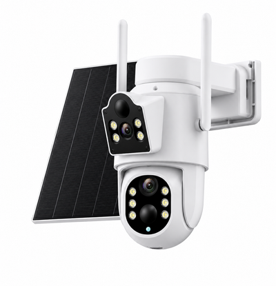 Caméra Solaire Double Objectif 4MP : Une Surveillance Sans Interruption, de Jour Comme de Nuit, Grâce à l'Énergie Solaire et à l'IA