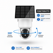Caméra Solaire WiFi 4MP Ultra HD – Rotation PTZ, Détection PIR & IA, Audio Bidirectionnel