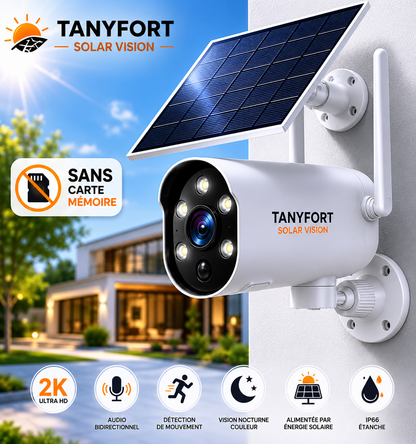 Caméra Solaire WiFi 2K – Vision Nocturne Couleur & Détection IA