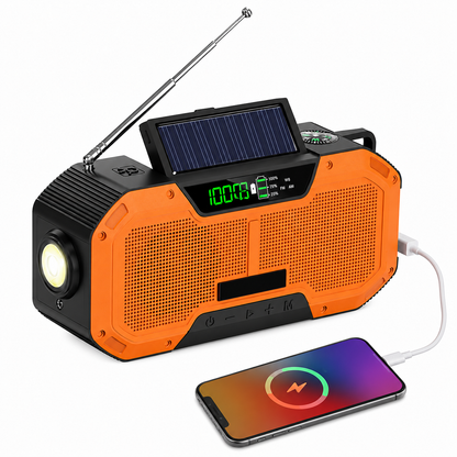 Radio d'Urgence Solaire 5000mAh – Bluetooth, Lampe LED & Batterie Externe