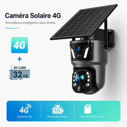 Caméra de Surveillance Solaire 4K Double Lentille – WiFi & 4G SIM