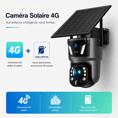 Caméra de Surveillance Solaire 4K Double Lentille – WiFi & 4G SIM