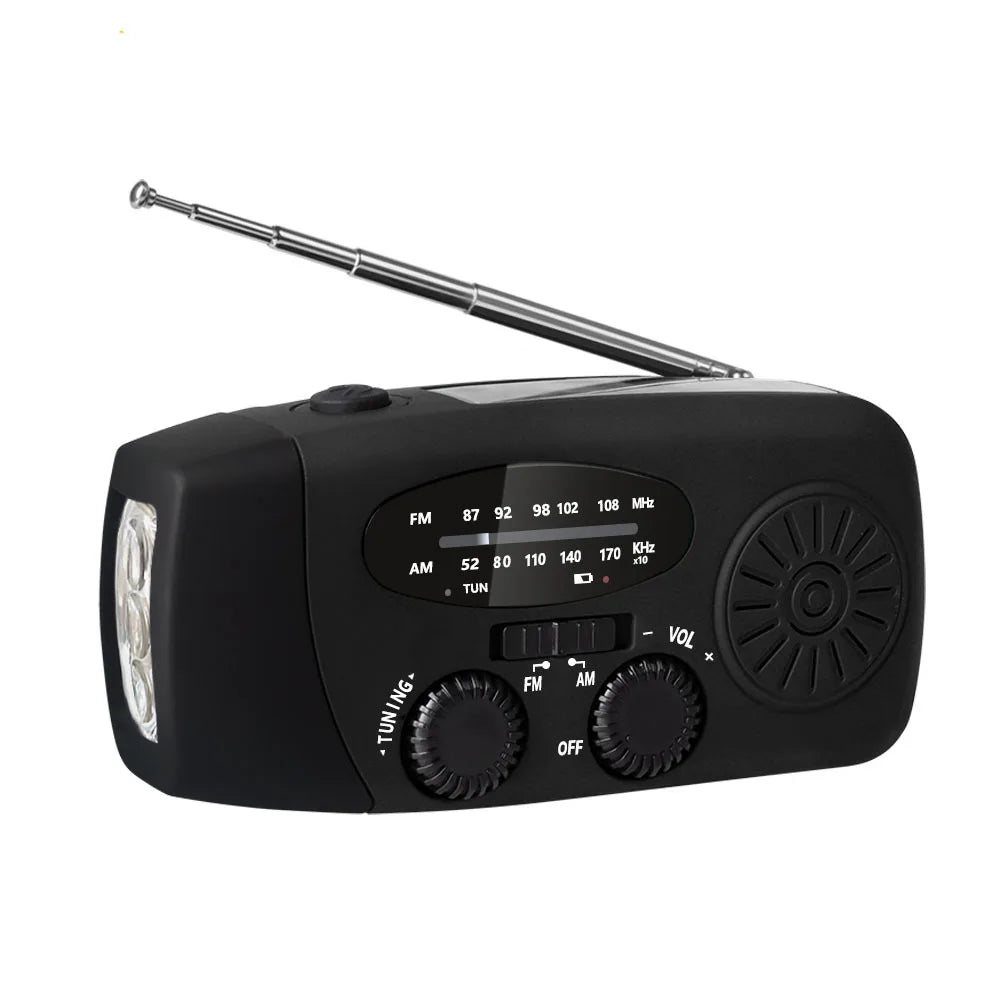 Radio Solaire d'Urgence Multifonction – Manivelle, Power Bank & Lampe LED