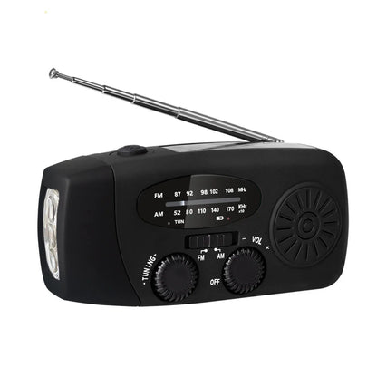 Radio Solaire d'Urgence Multifonction – Manivelle, Power Bank & Lampe LED