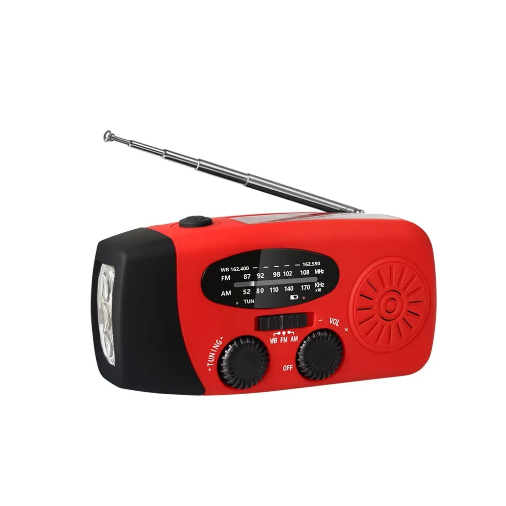 Radio Solaire d'Urgence Multifonction – Manivelle, Power Bank & Lampe LED