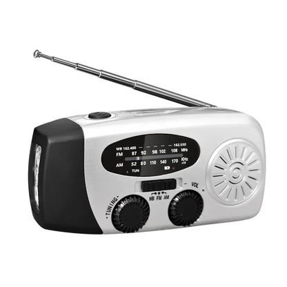 Radio Solaire d'Urgence Multifonction – Manivelle, Power Bank & Lampe LED