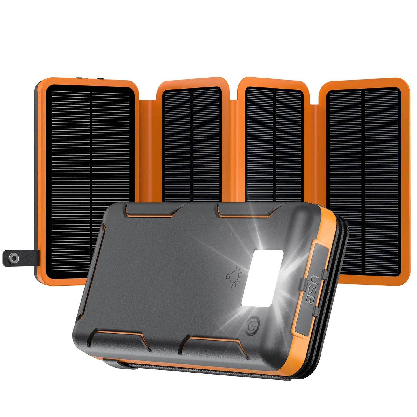 Batterie Externe Solaire 5000mAh Pliable – Charge Rapide USB-C, USB-A & 4 Panneaux Solaires